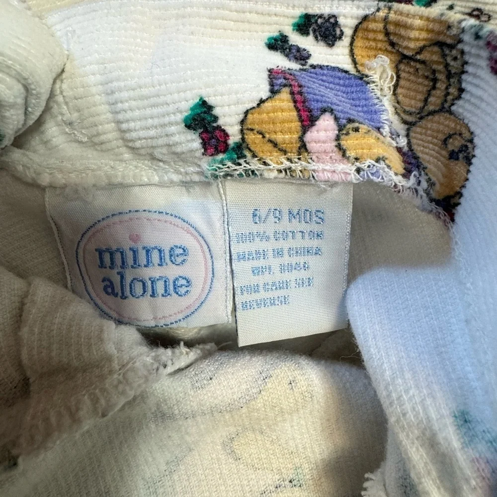 Vintage Charming Kids Footie with Bear Print - White and Multicolor Unisex